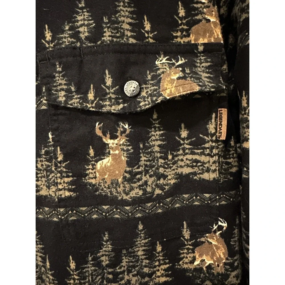 Legendary Whitetails Mens Shirt Deer‎ Brushed Cotton Corduroy Flip Cuff L Tall